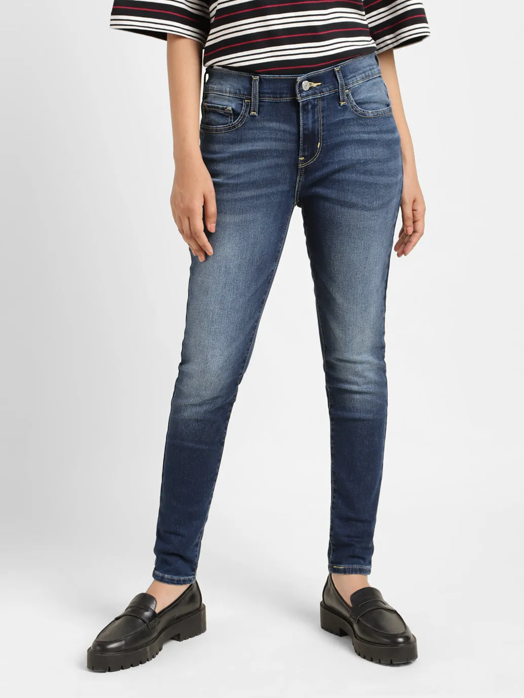 Women's 710 Blue Skinny Fit Mid Rise Jeans Classic Item
