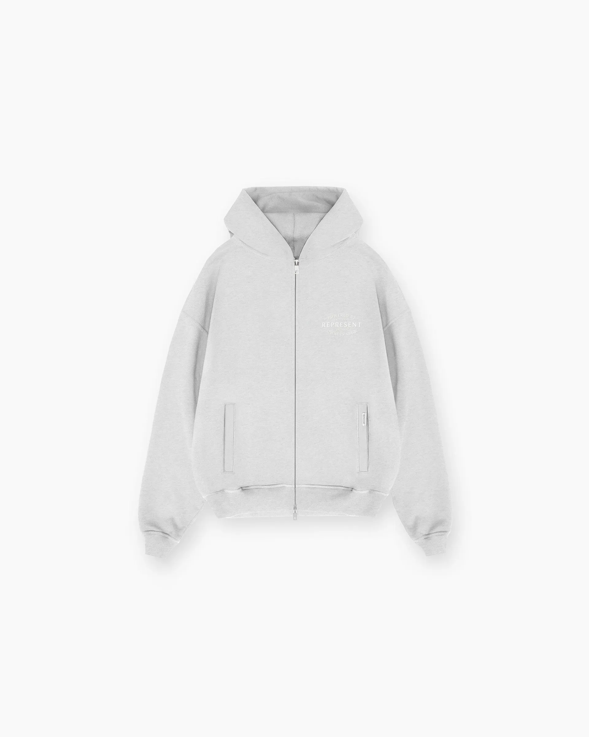 Represent Owners Club Stamp Zip Up Hoodie - Ash Grey Chilly Day Outfit