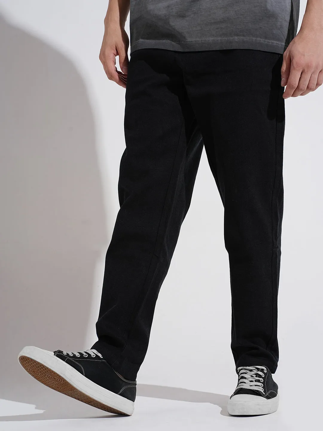 ErgonomicStitching Men's Black Tapered Fit Trousers