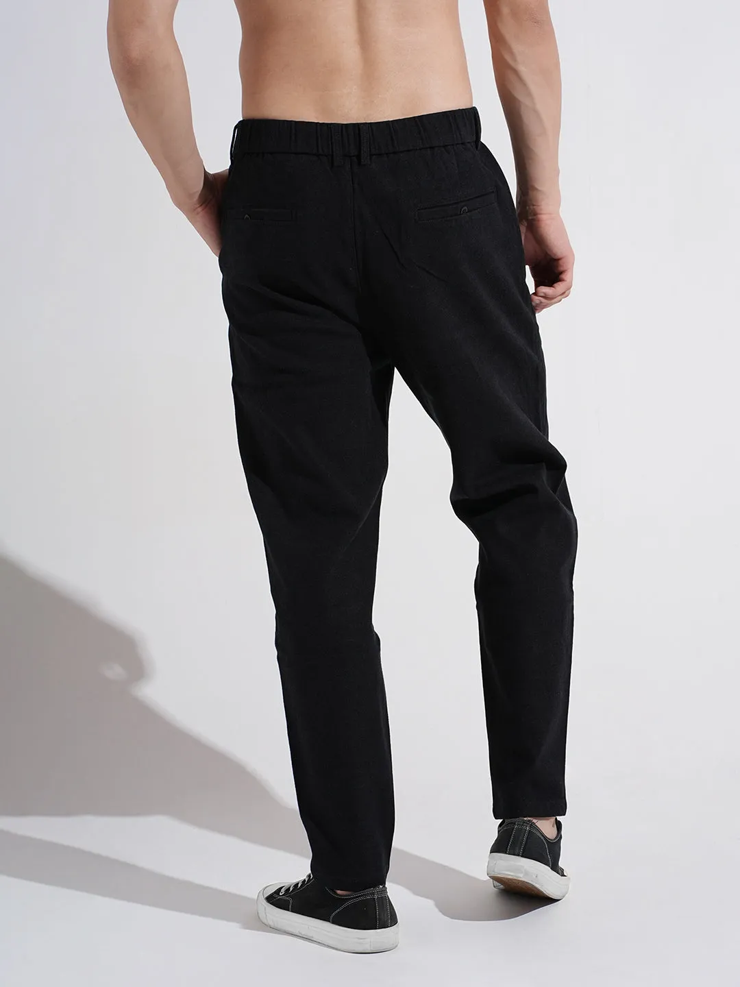 Men's Black Tapered Fit Trousers Active Fit Classic Cut
