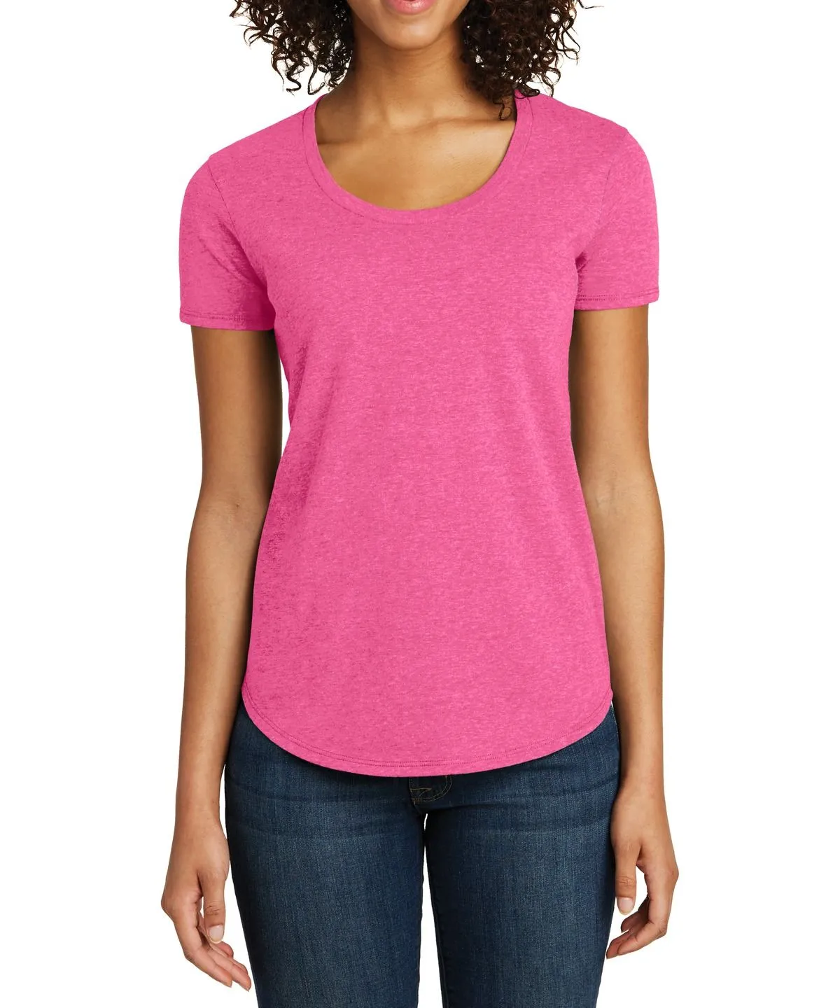 JustBlanks Women's Fitted Short Sleeve Scoop Neck T-Shirt Seam Free Edging