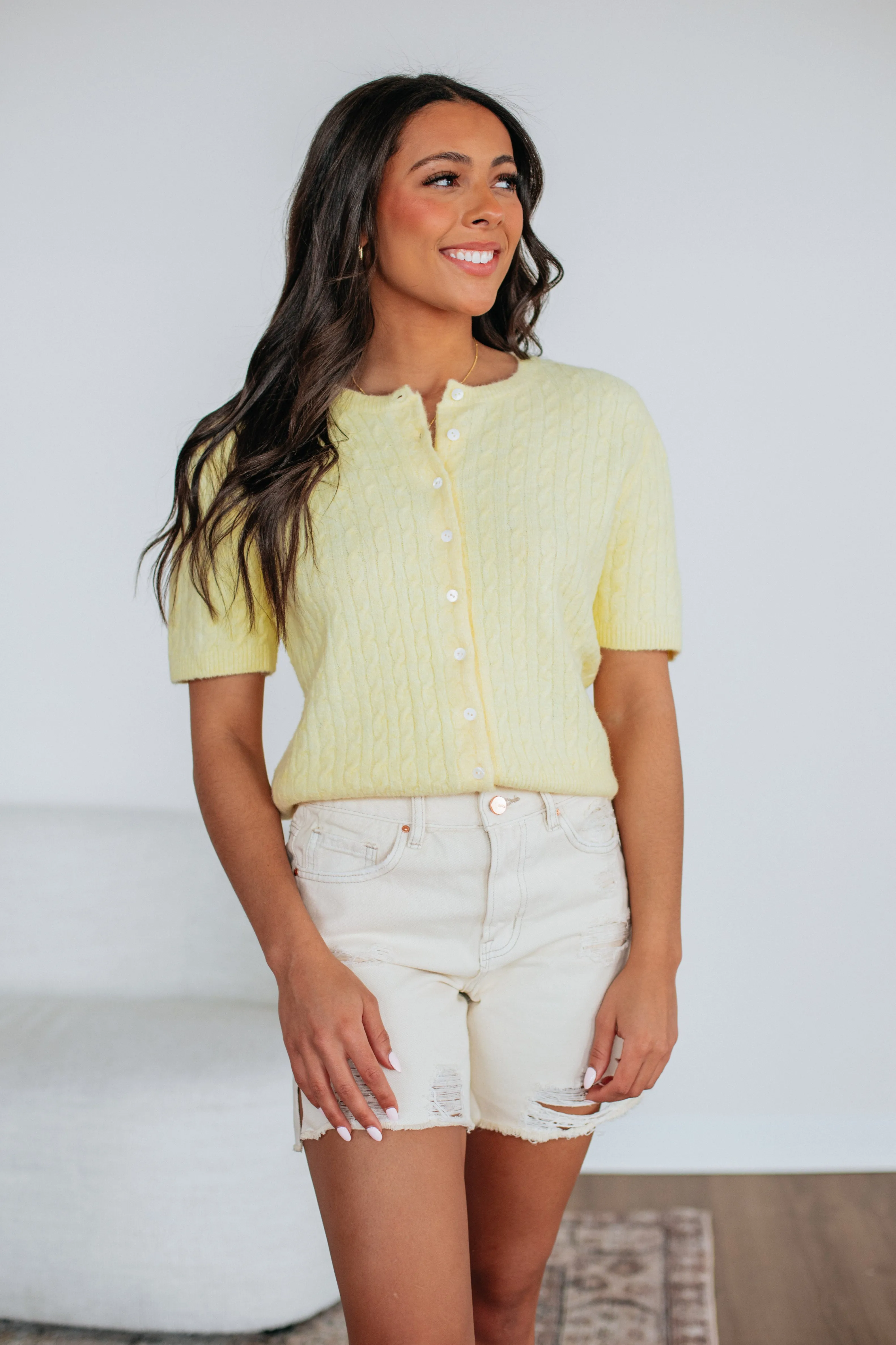 Denise Cardigan Top - Butter Thermal Regulation Layer