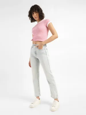 Easy Layering Versatile Winter Warmth Women's Light Blue Wedgie Straight Fit Mid Rise Jeans