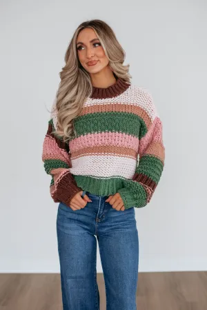 Celia Colorblock Sweater - Basil Mix Breathable Mesh Paneling Thermal Insulation Knits