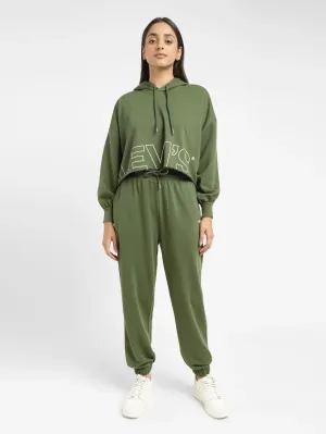 Anti Odor product chain toughness Women's Brand Logo Green Hooded Sweatshirt