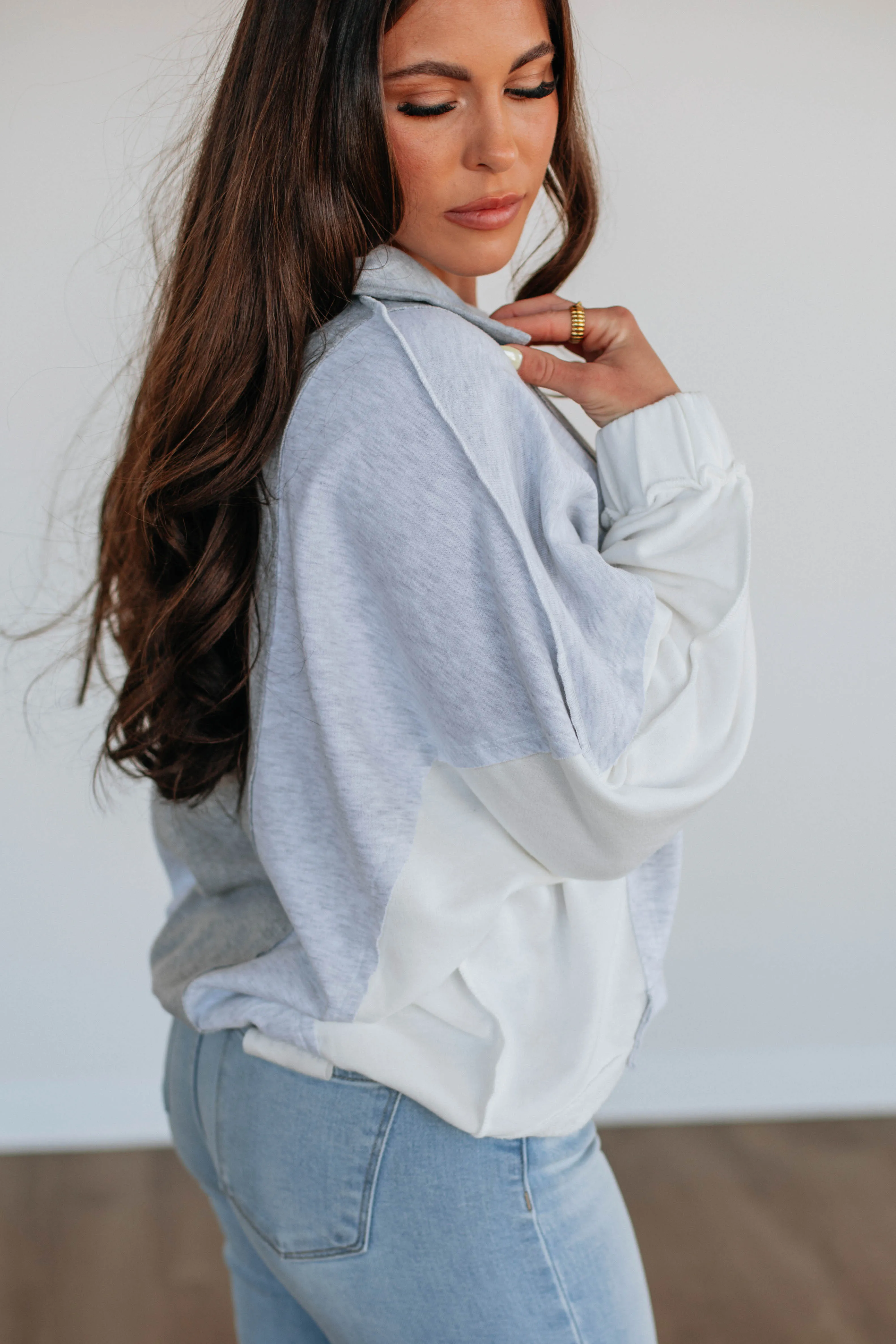 Tall Fit Vanya Oversized Pullover - Heather Grey Mix