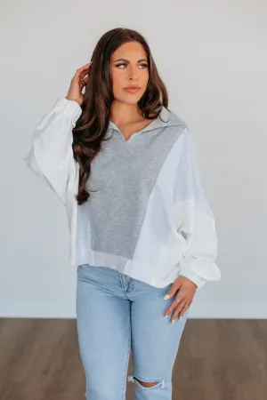 Vanya Oversized Pullover - Heather Grey Mix product shiny accents appeal product stain resistant convenience