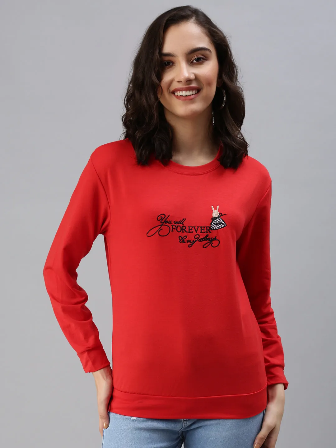 Timeless Relaxed Women's Red Printed Sweatshirt