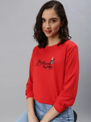 product budget friendly choice product bundle Women's Red Printed Sweatshirt