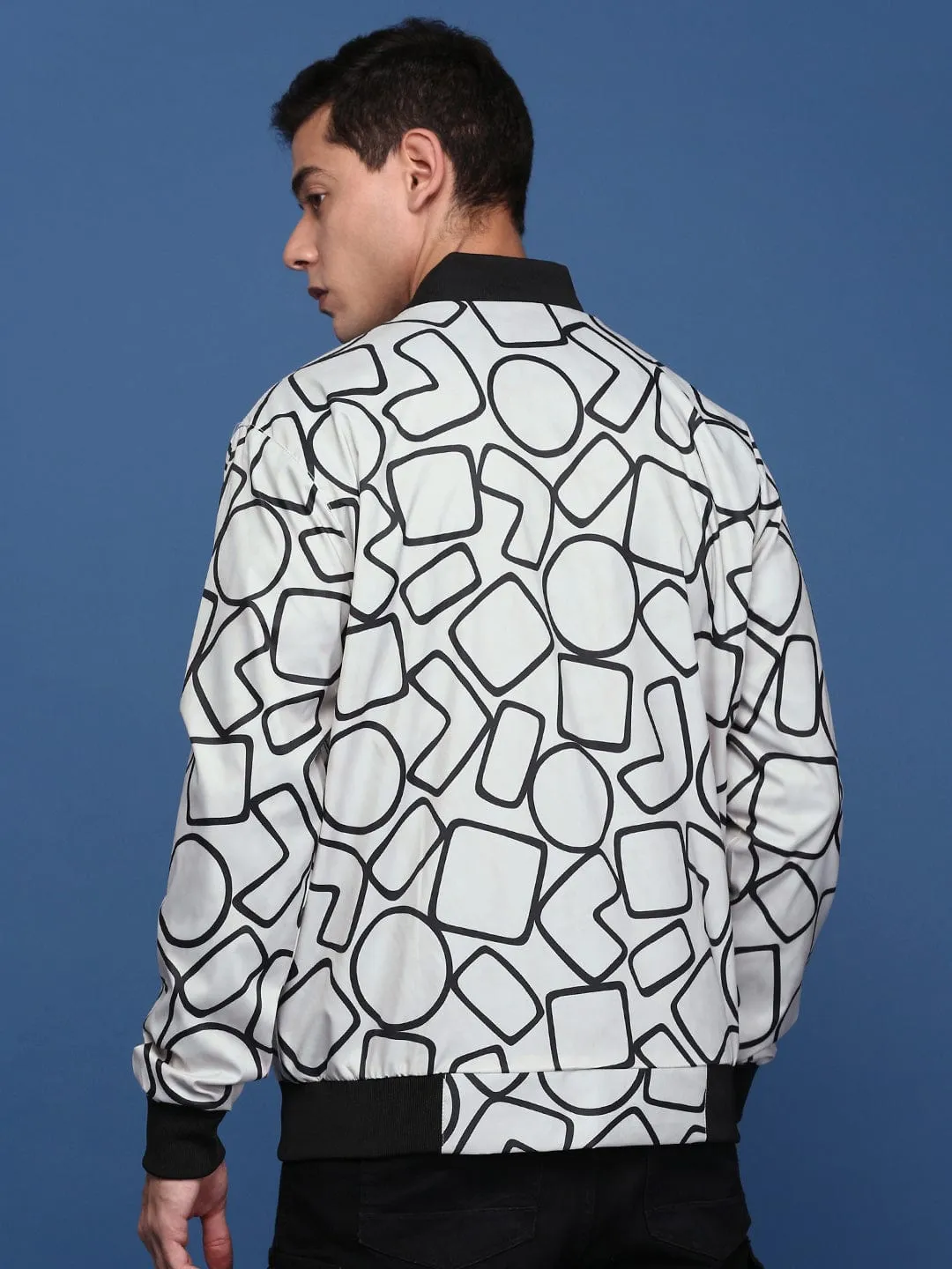 Men's Grey Mandarin Collar Windcheater Bomber Jacket MultiAngleVentilation HighCollarDesign