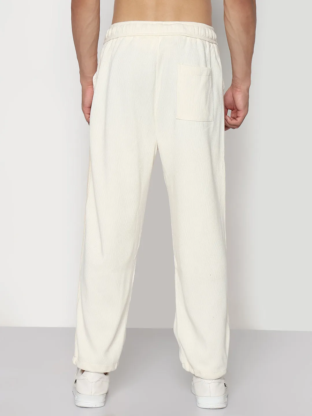 Men's Cream Corduroy Relaxed Fit Trouser Travel Essential