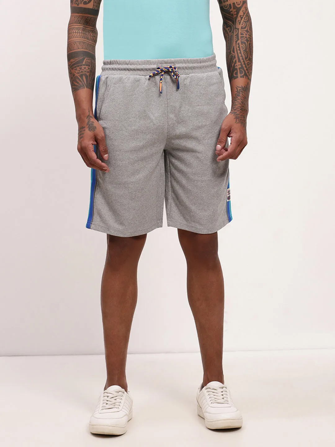 Men's Grey Cotton Shorts Slim performance