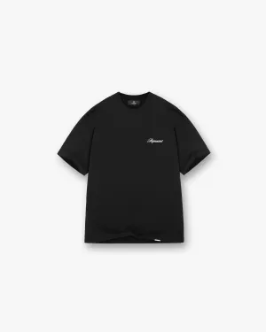 Script Logo T-Shirt - Black Roomy Waistband Effortless Comfort