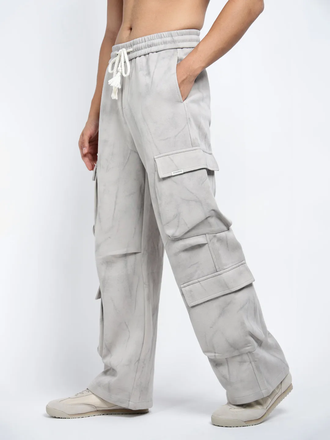 Soft Wear Thermal Lining Men's Grey Relaxed Fit Cargo Trousers