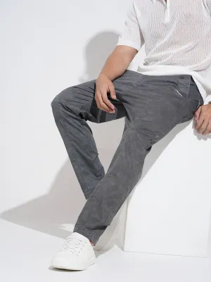 Soft and Stretchy Men's Grey Regular Fit Trousers