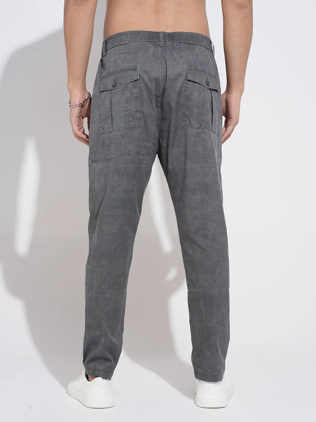 Flexible Durability Men's Grey Regular Fit Trousers
