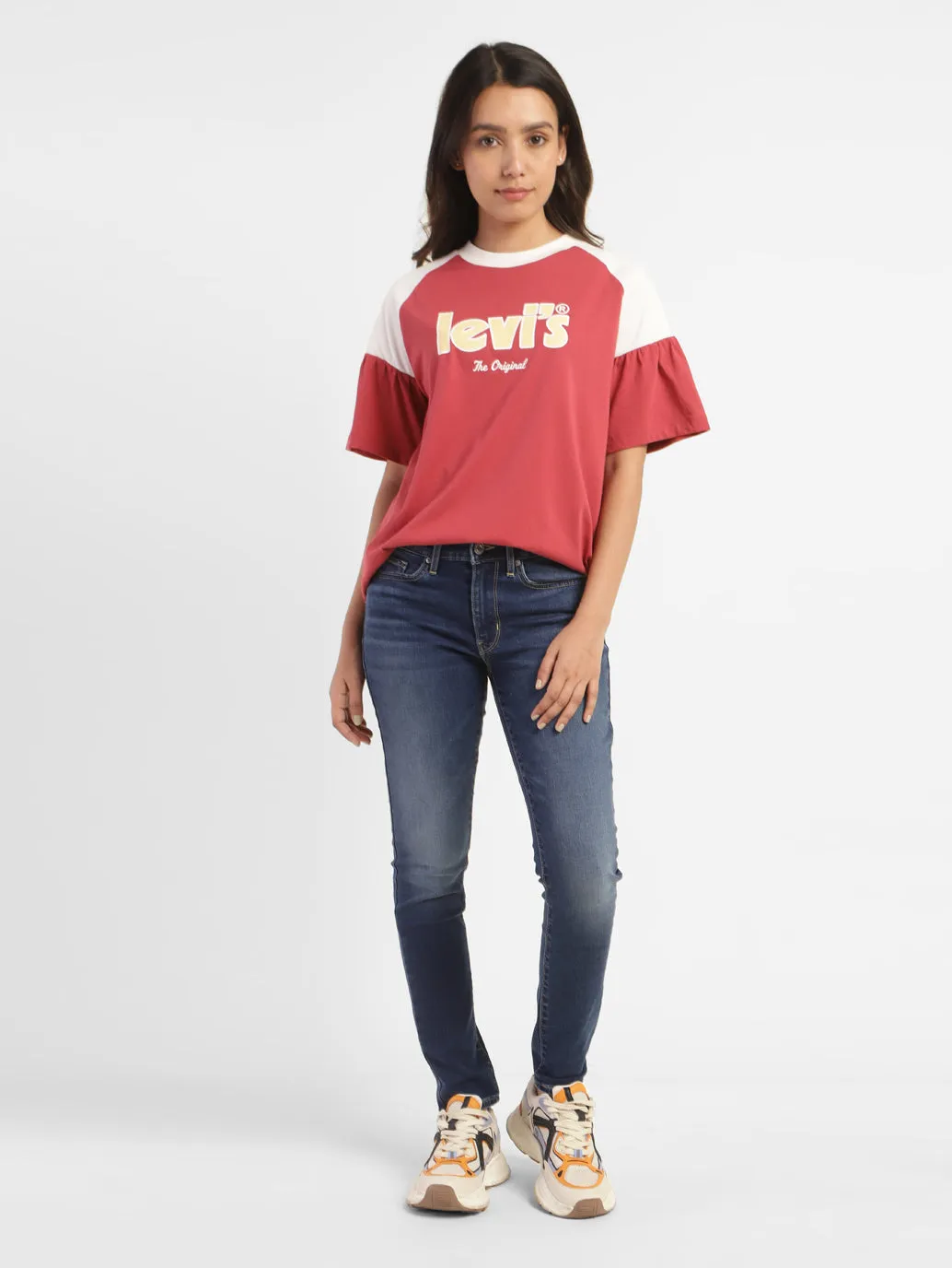 Women's 711 Blue Skinny Fit Mid Rise Jeans Winter Warmth Minimalist Style Picnic Style