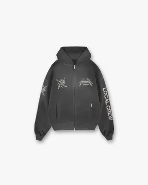 product snowboarding suitability Represent X Metallica Local Crew Zip Hoodie - Stained Black