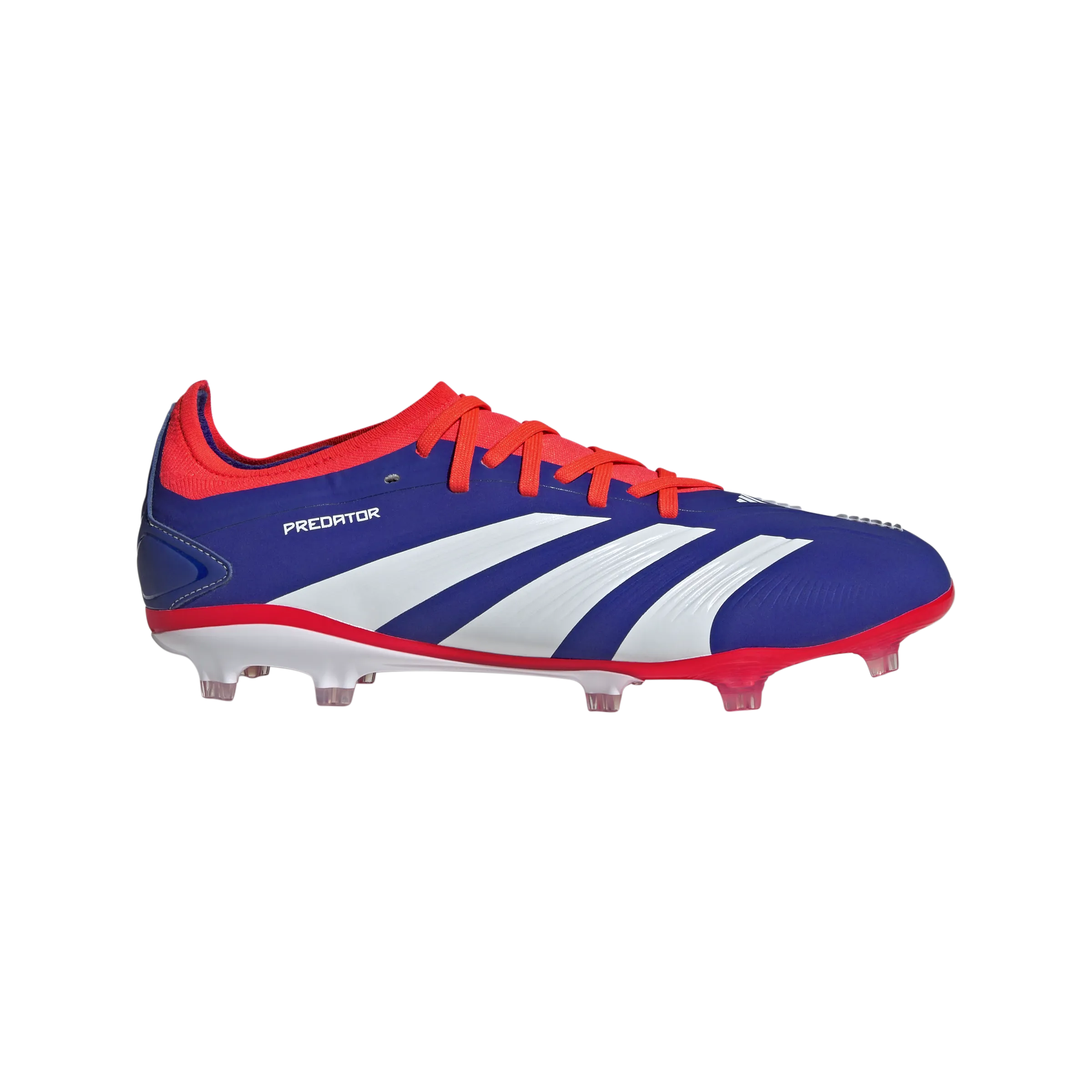 adidas Predator Pro Firm Ground Soccer Cleats | Cloud White-Solar Red-Lucid Blue | Men's Ballistic Nylon Weave