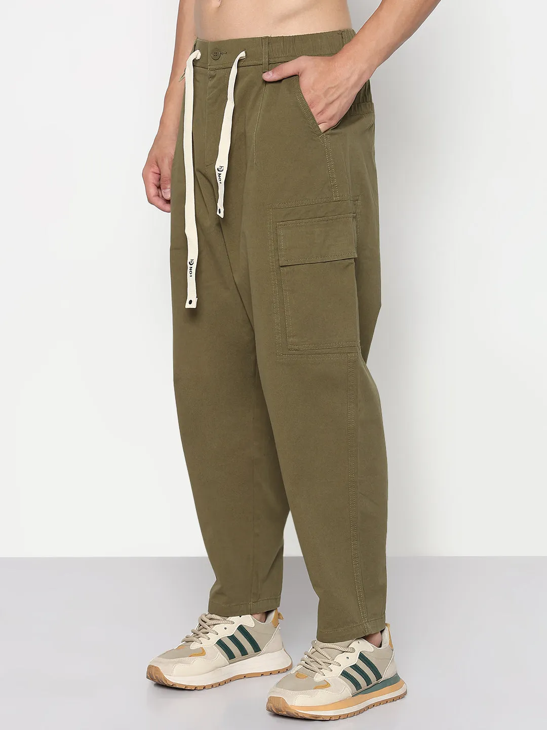 Men's Olive Relaxed Fit Cargos Eco Dye Process Chilly Weather Fit