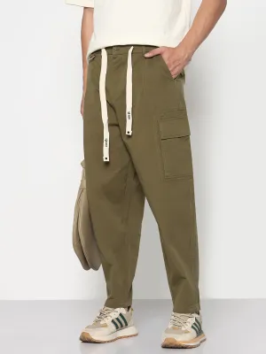 Men's Olive Relaxed Fit Cargos Versatile Layering Breathable back panel