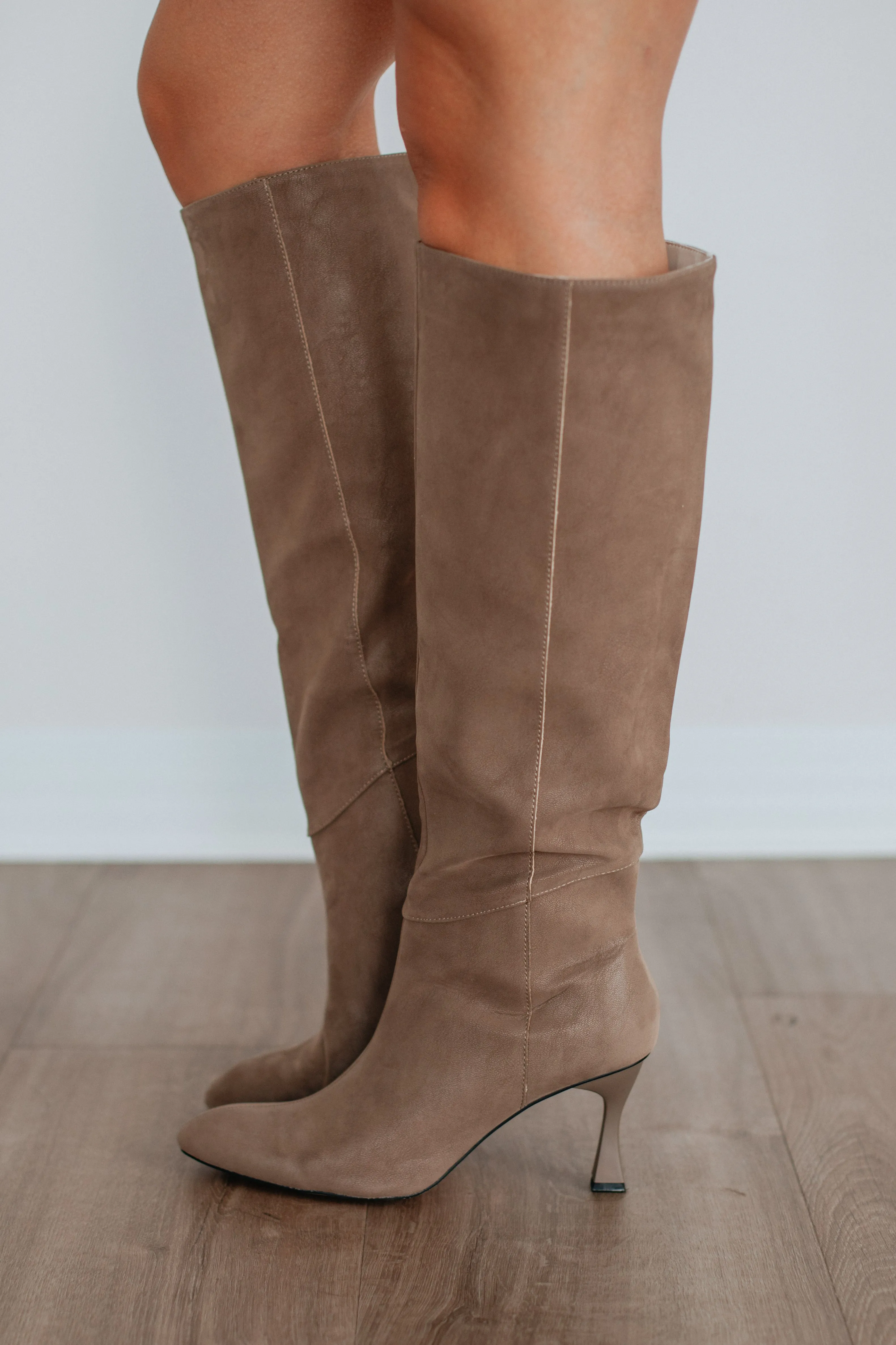 Genuine Leather Upper Take Me Seriously Boots - Dark Taupe