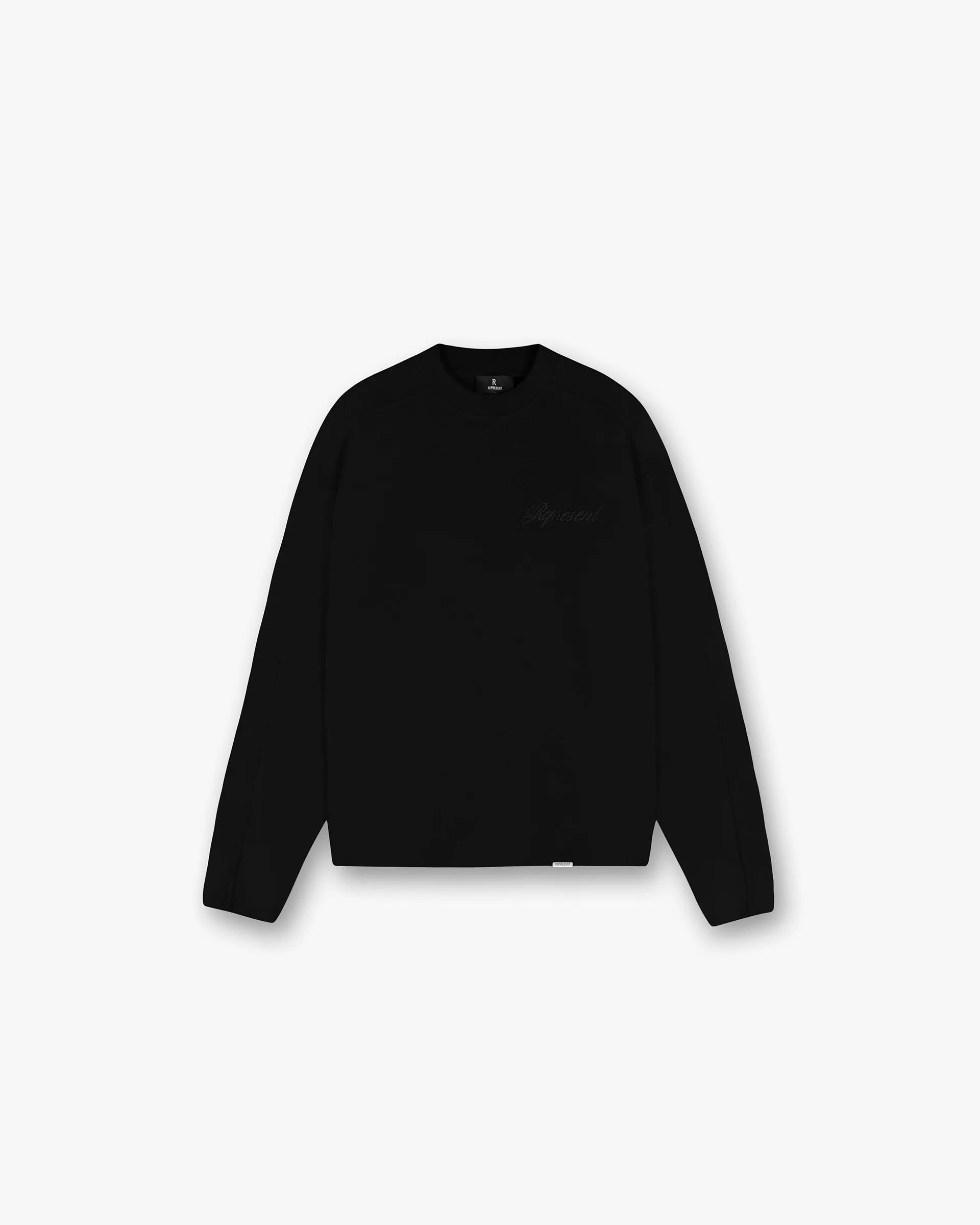 Waffle Long Sleeve T-Shirt - Black Comfortable Layering Cozy Flex