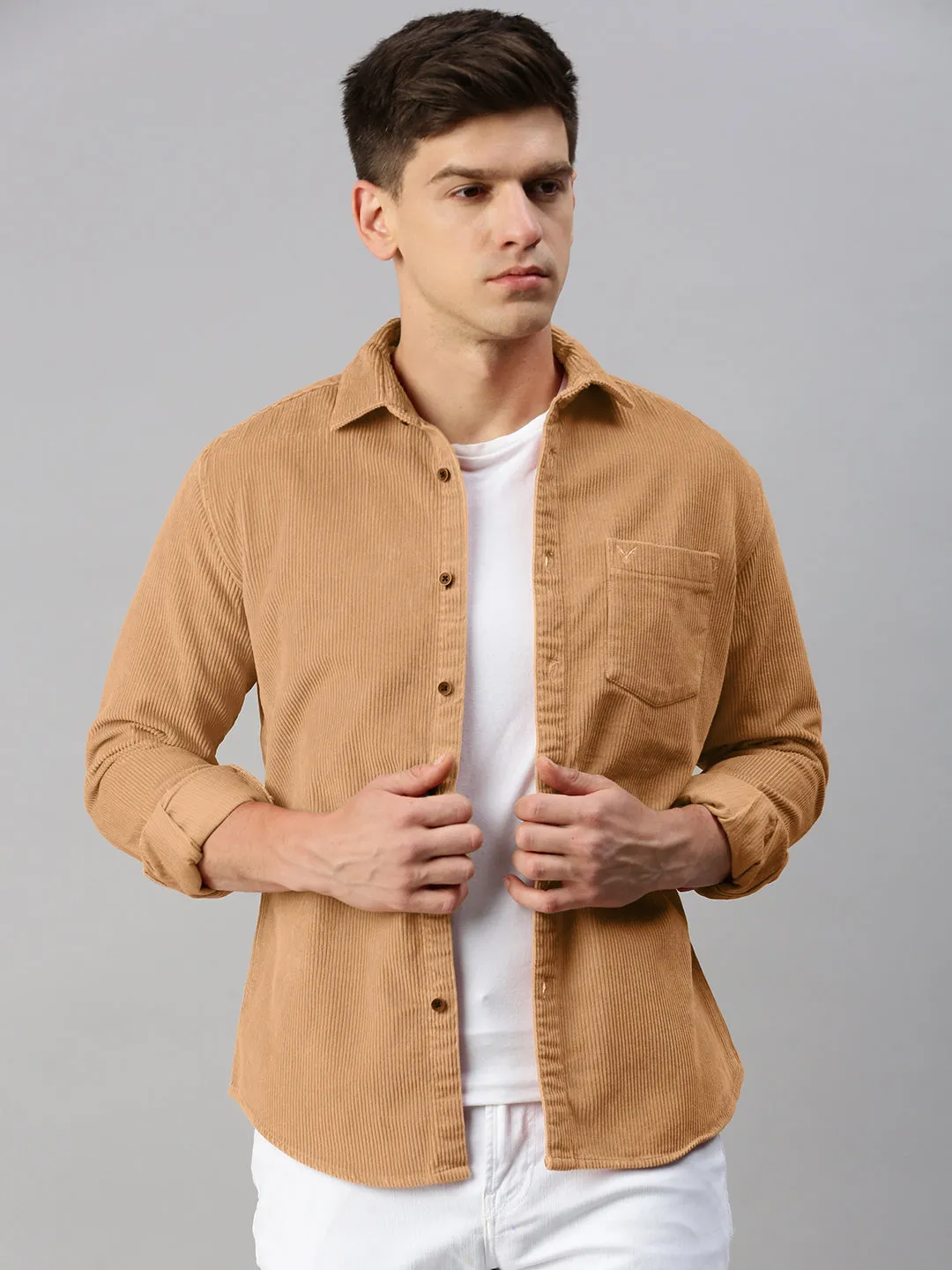 Cozy Look Wear Men's Brown Corduroy Shacket
