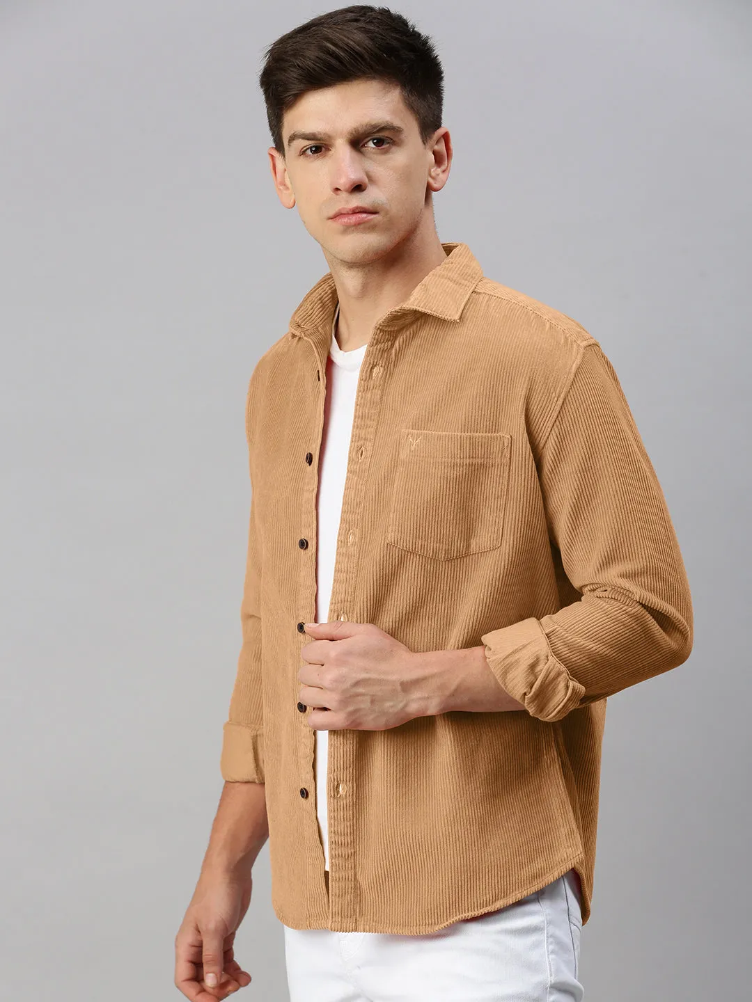 Timeless Wear Men's Brown Corduroy Shacket