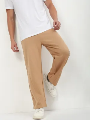 Versatile Look Men's Brown Solid Straight Fit Trousers