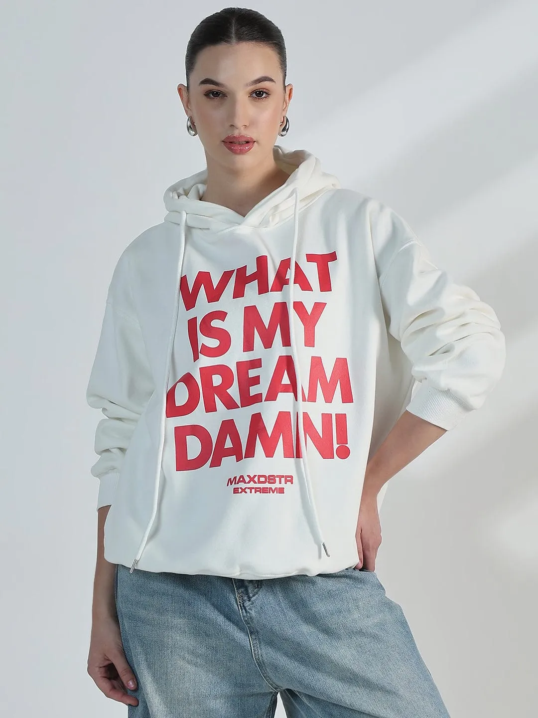 Women's Typography White Oversized Hoodie product couple intimacy Everyday Hoodie