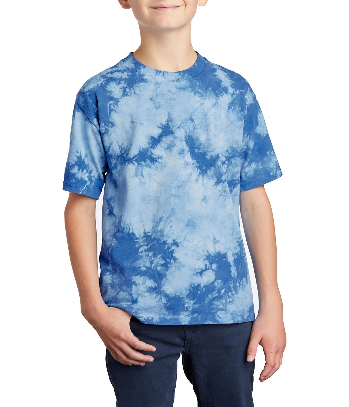 Anti Pilling Fabric JustBlanks Youth Short Sleeve Crystal Tie-Dye T-Shirt