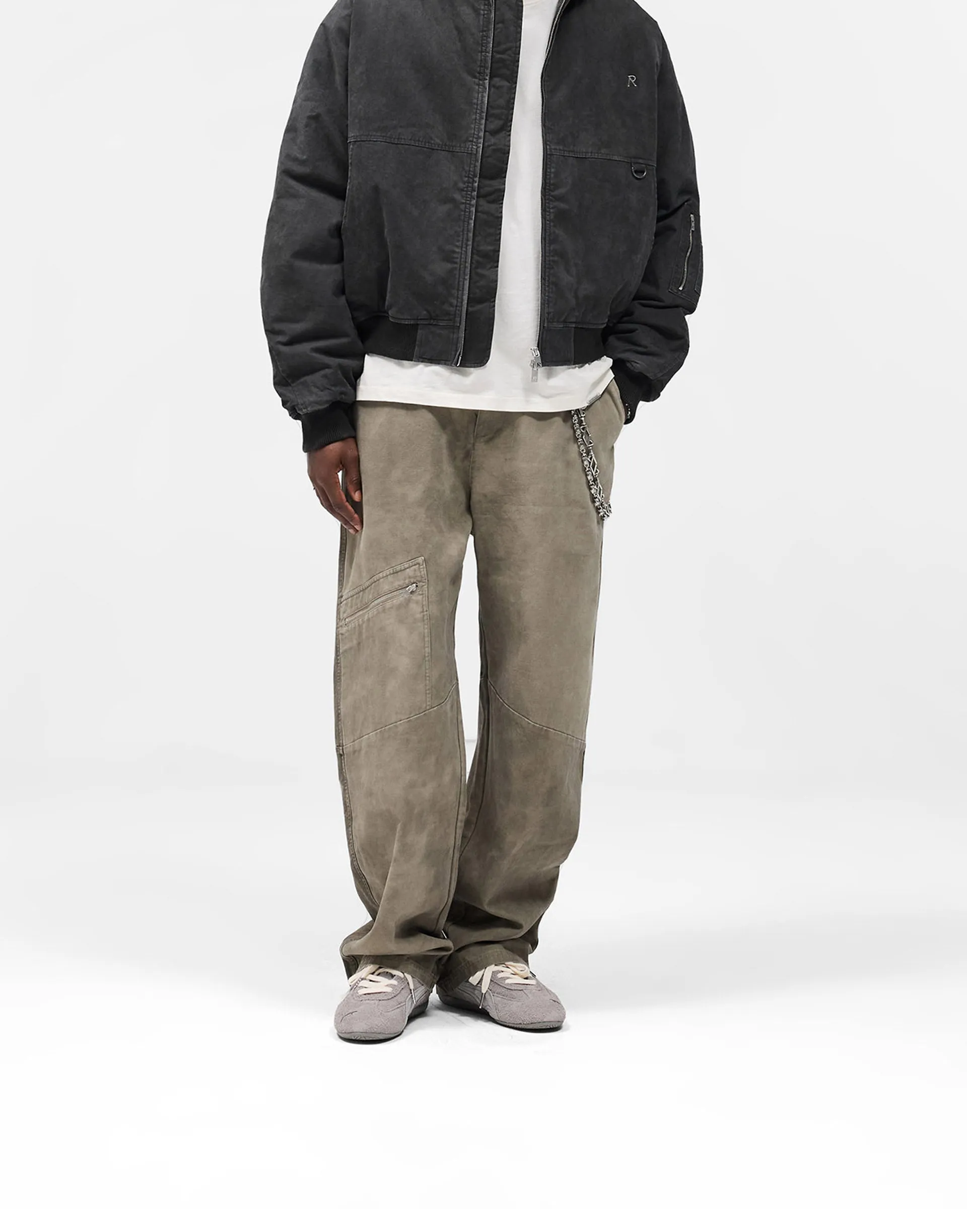 Cotton Workwear Pant - Dark Olive Low Rise Fit