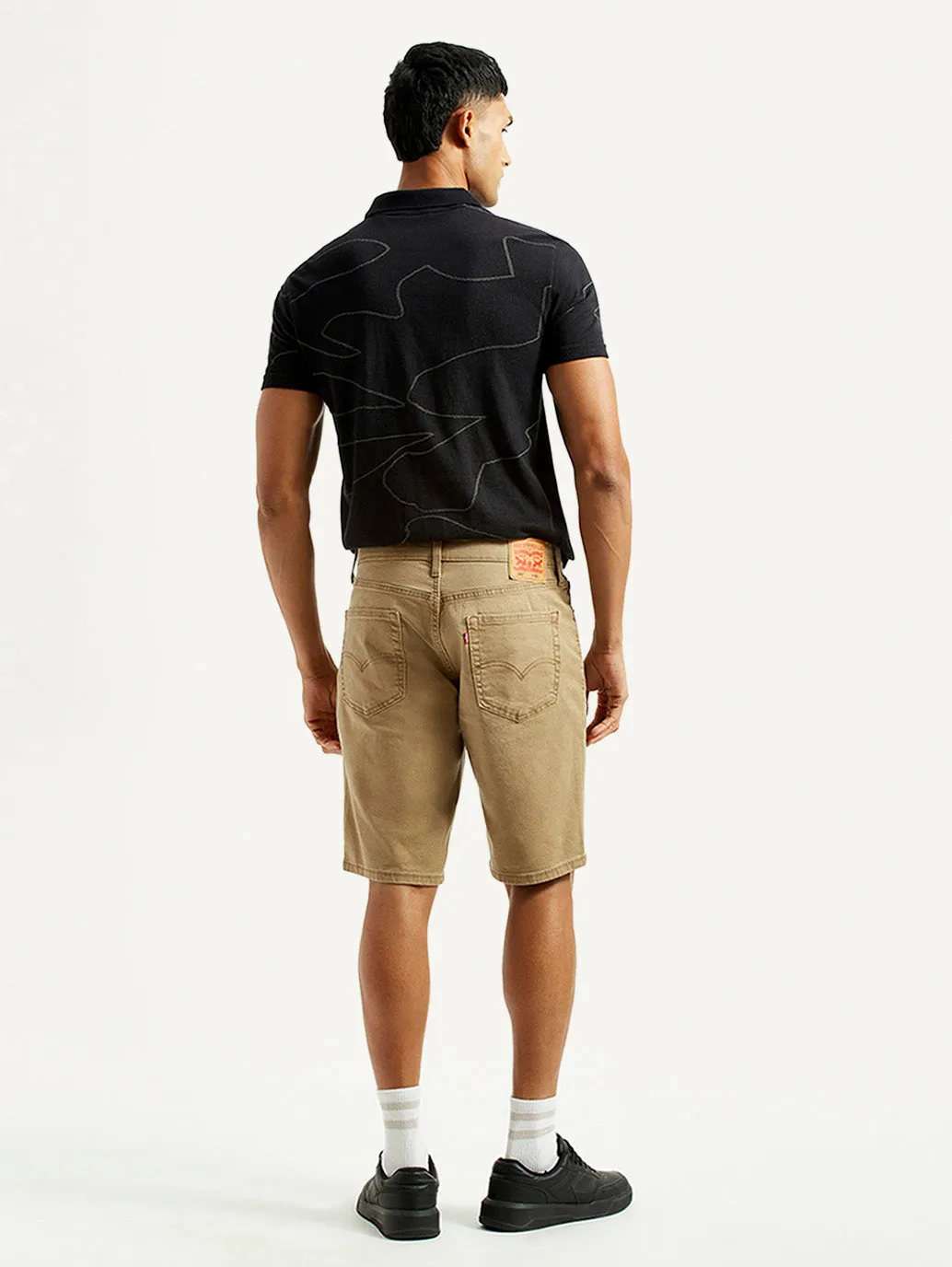 mid-rise Men's Khaki Tapered Shorts