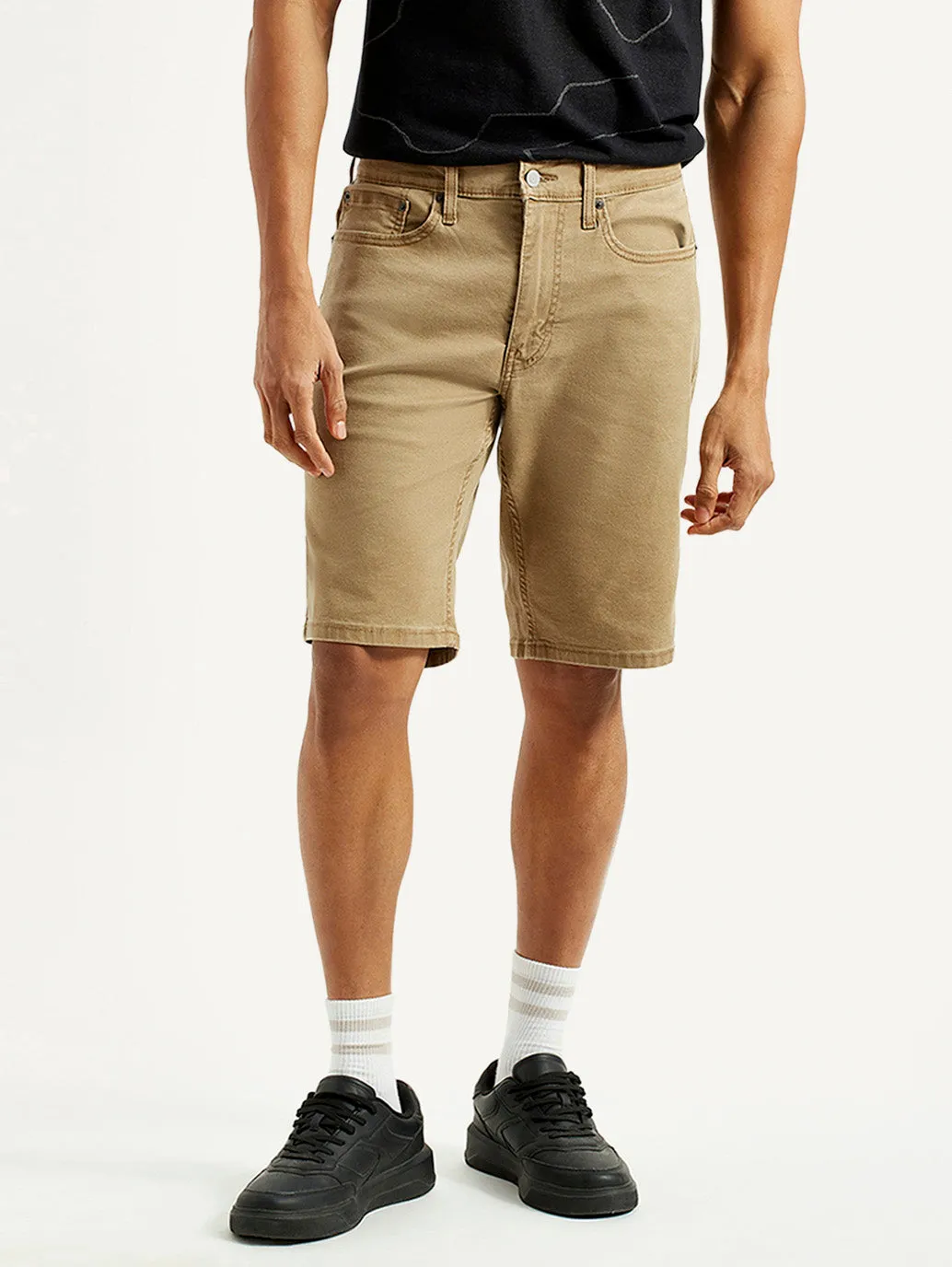 FoldableDesign Breezy Stretch Men's Khaki Tapered Shorts