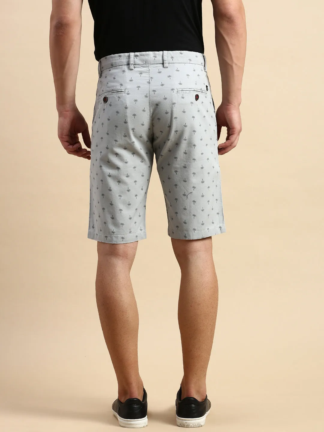 Summer Mood Stylish Shorts Men's Grey Conversational Printed Cotton Shorts