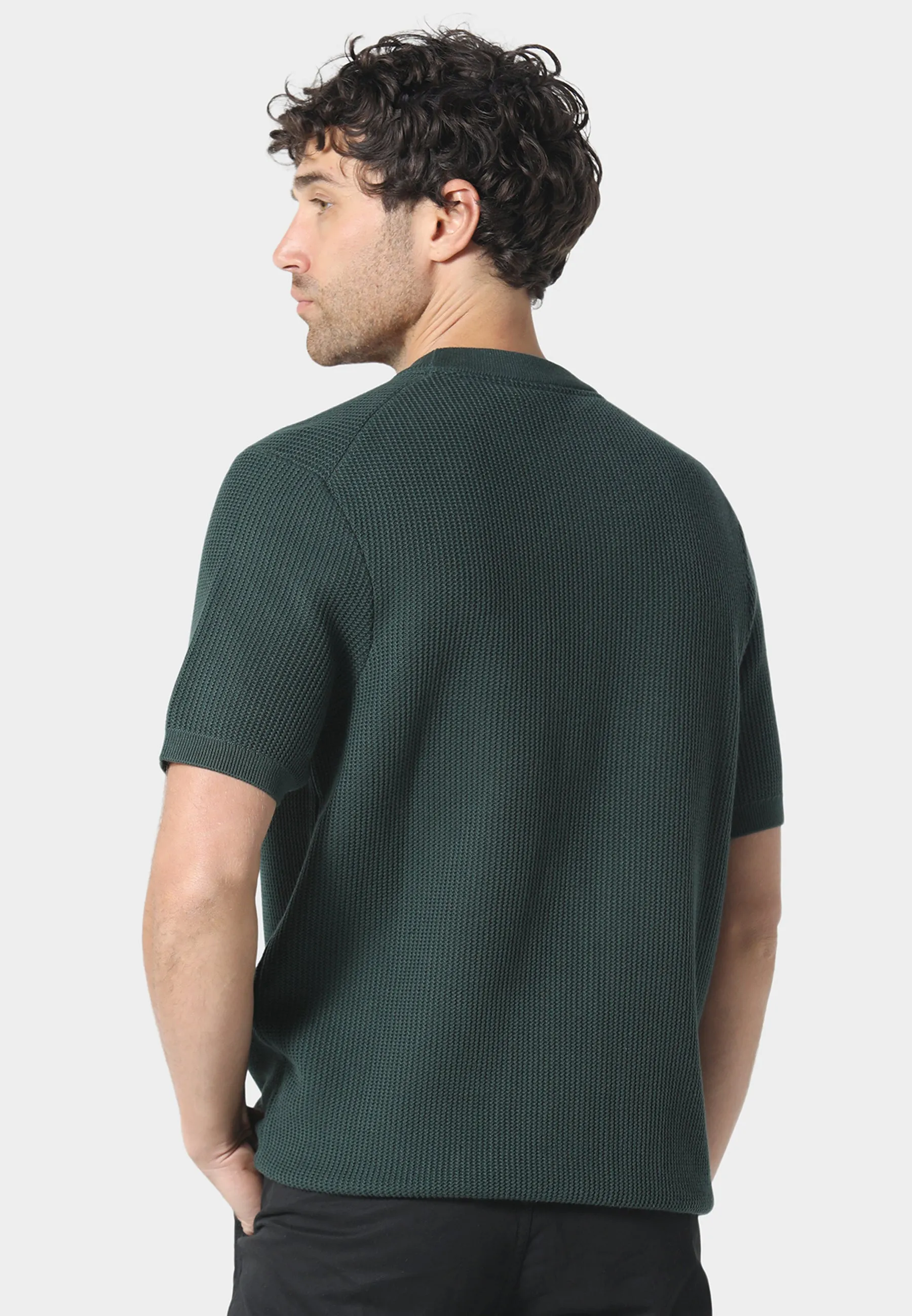 Kingsbury Forest Green Knitted T-Shirt Vibrant Prints StretchComfortWeave