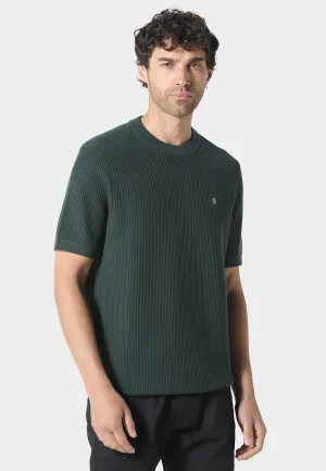Kingsbury Forest Green Knitted T-Shirt AntiPilling Daily Fashion