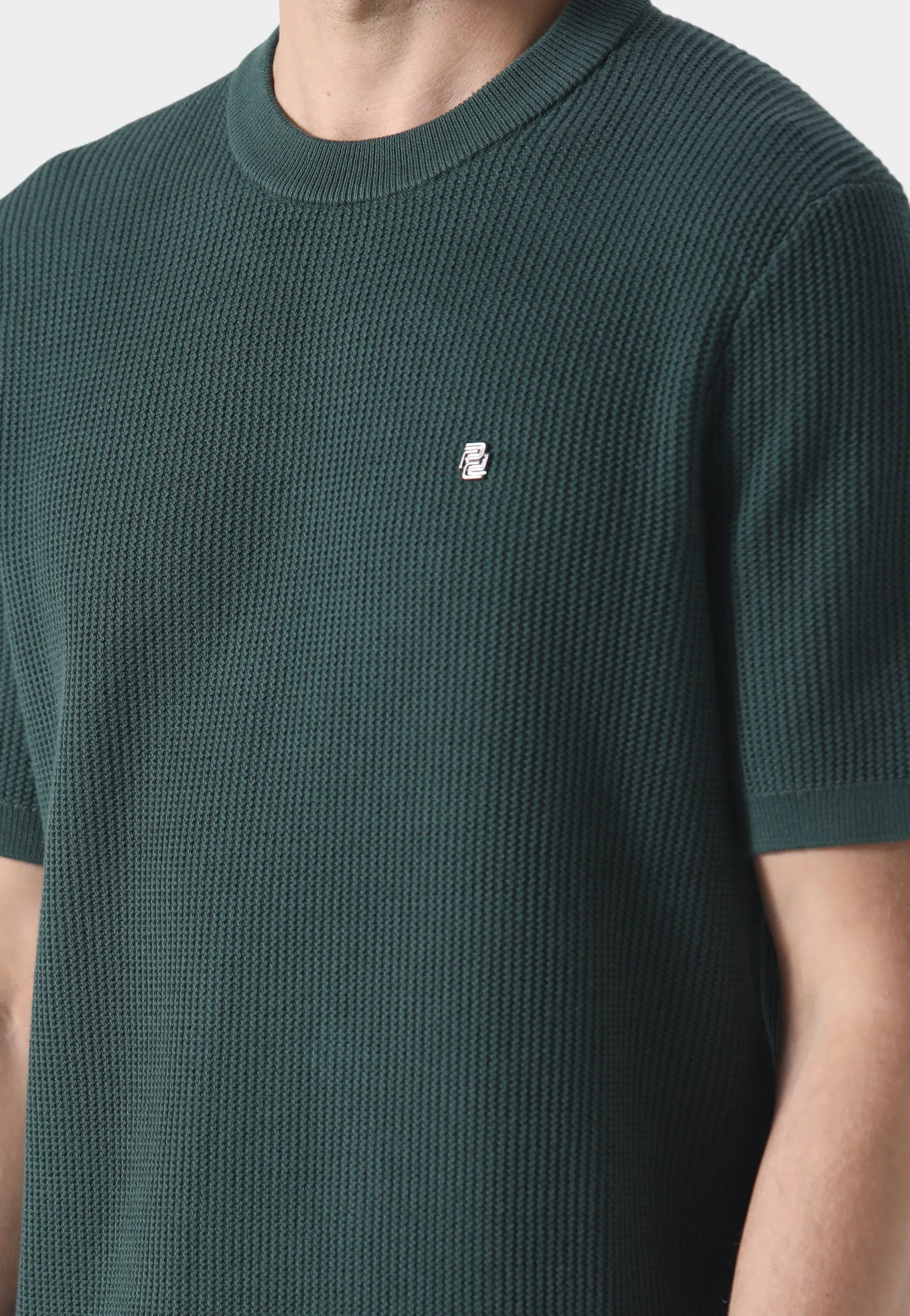 Kingsbury Forest Green Knitted T-Shirt Sleek Design