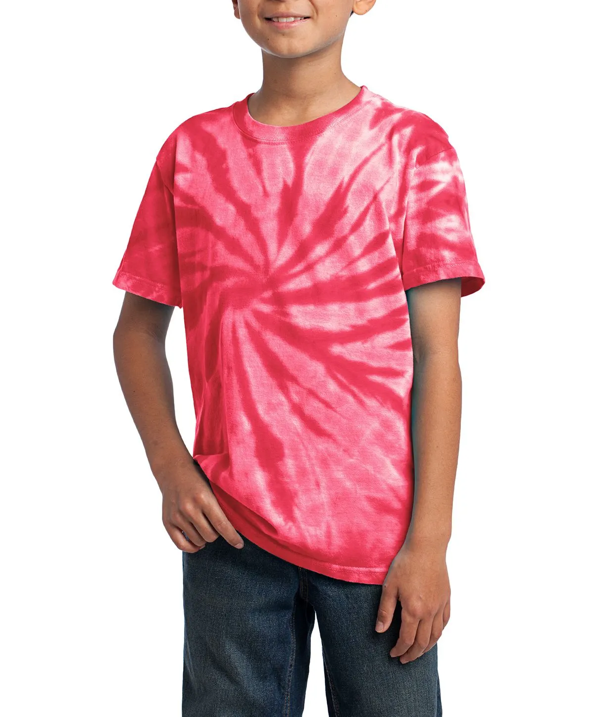 JustBlanks Youth Short Sleeve Tie-Dye T-Shirt - Watercolor Spiral Eco Friendly Dye Comfy Fit Layer