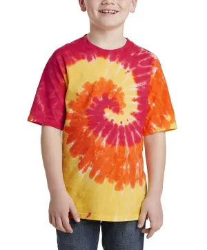 Non Restrictive Cut Fresh Style JustBlanks Youth Short Sleeve Tie-Dye T-Shirt - Watercolor Spiral