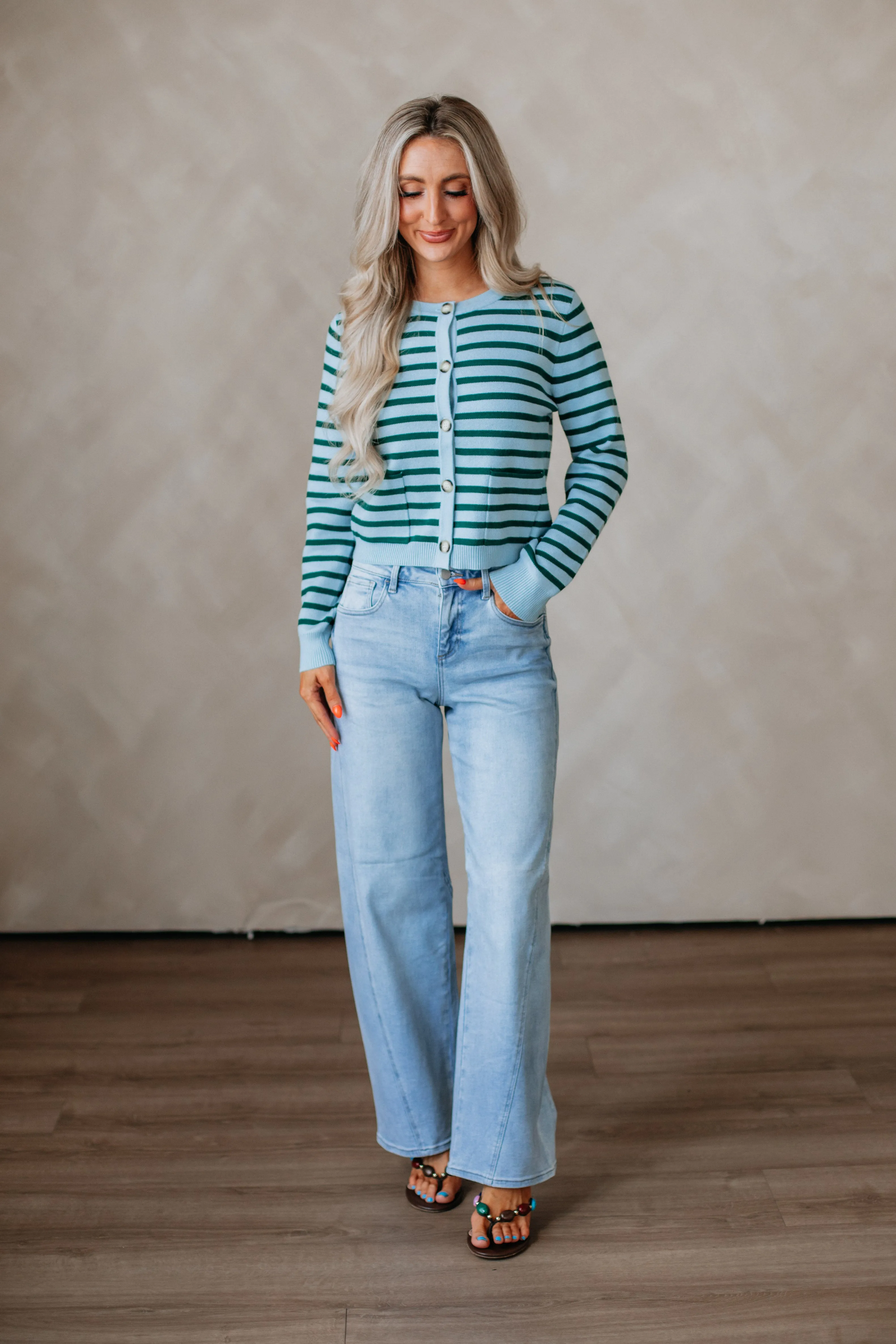 Coralie Striped Cardigan MultiDirectional Flexibility