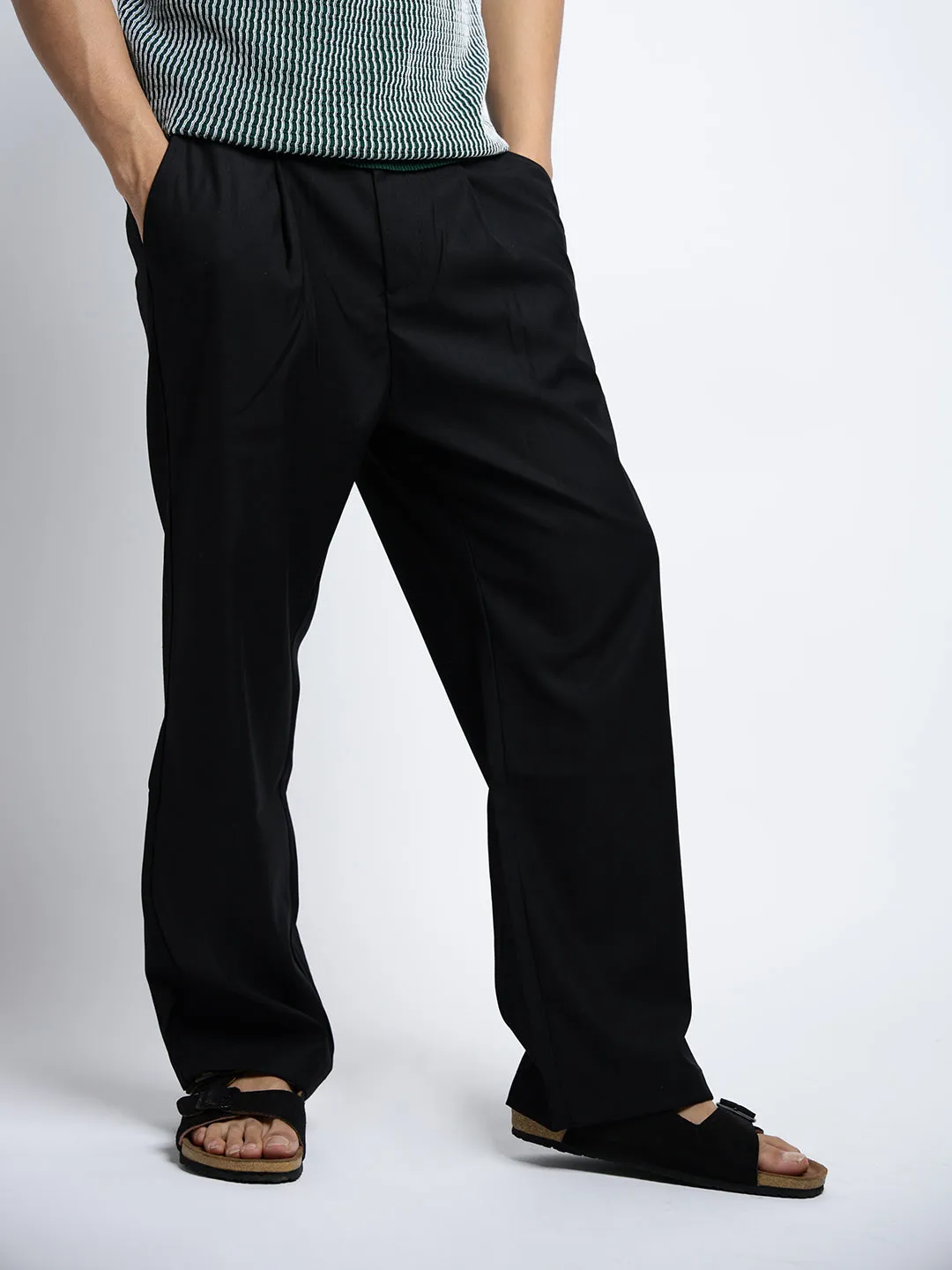 Men's Black Straight Fit Trousers Outdoor Essentials Core Ease