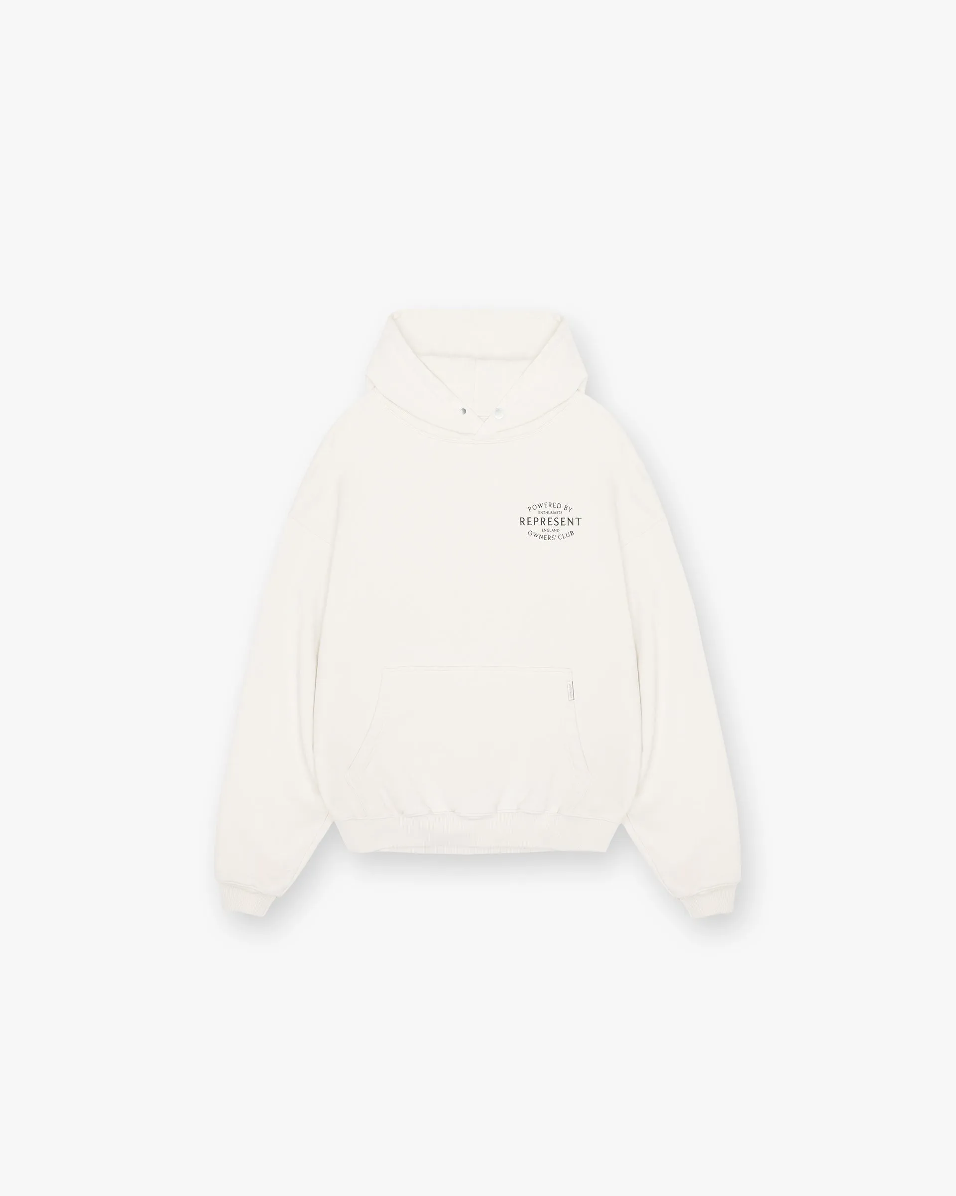 Represent Owners Club Stamp Hoodie - Flat White button detail