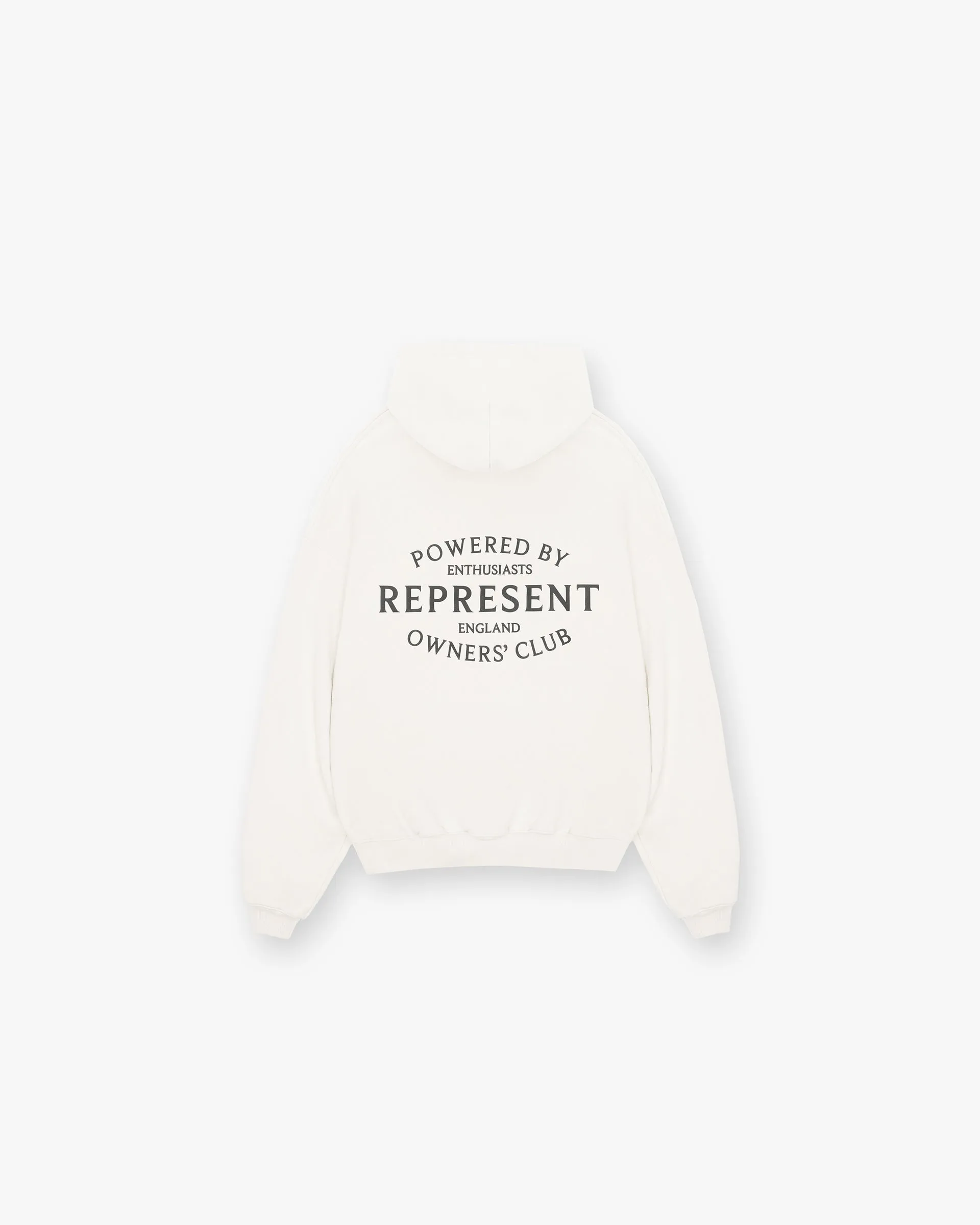 Represent Owners Club Stamp Hoodie - Flat White sunny day wear