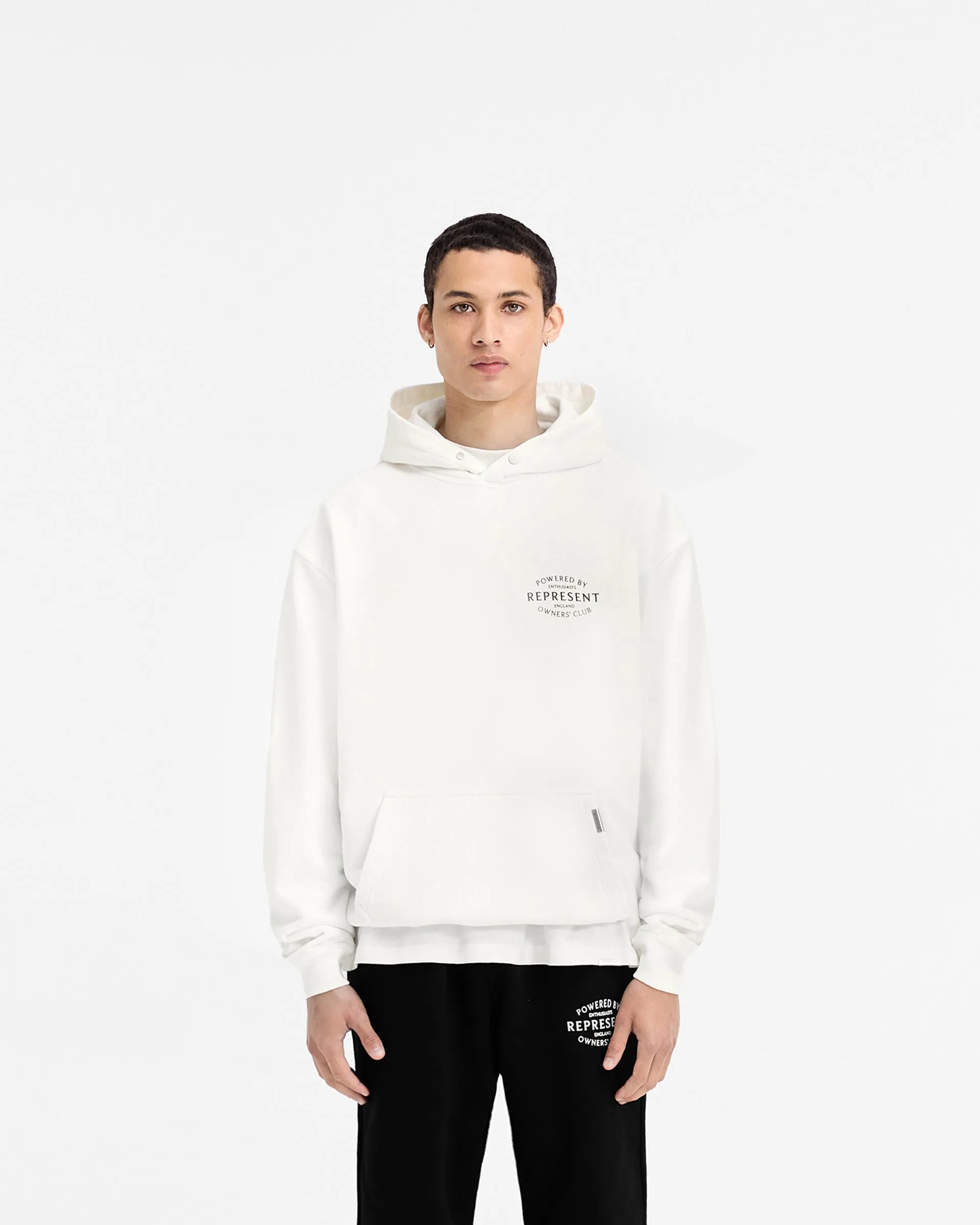 Represent Owners Club Stamp Hoodie - Flat White City Style hat accents