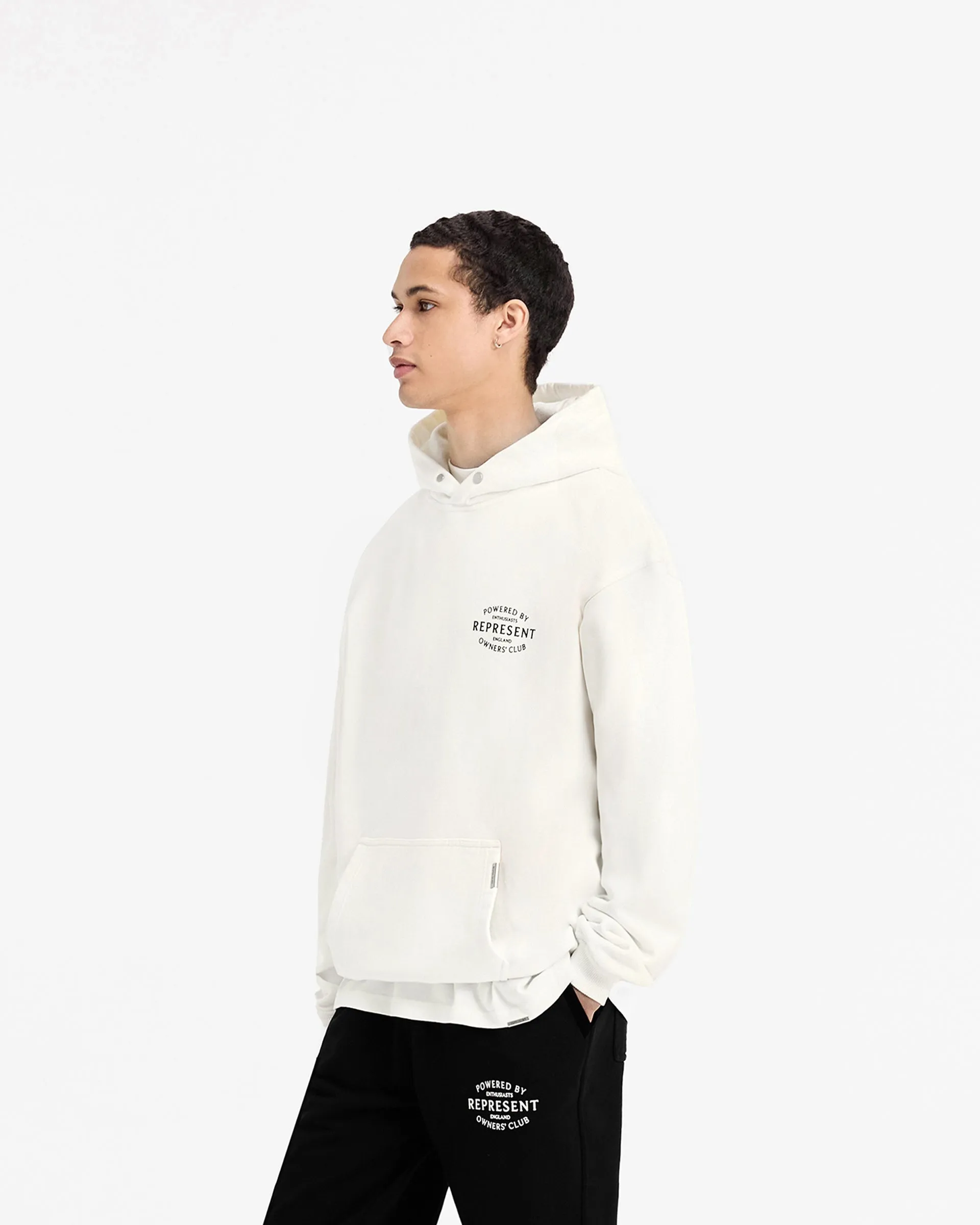 Represent Owners Club Stamp Hoodie - Flat White Lightweight Comfort