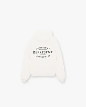 Represent Owners Club Stamp Hoodie - Flat White sunny day wear