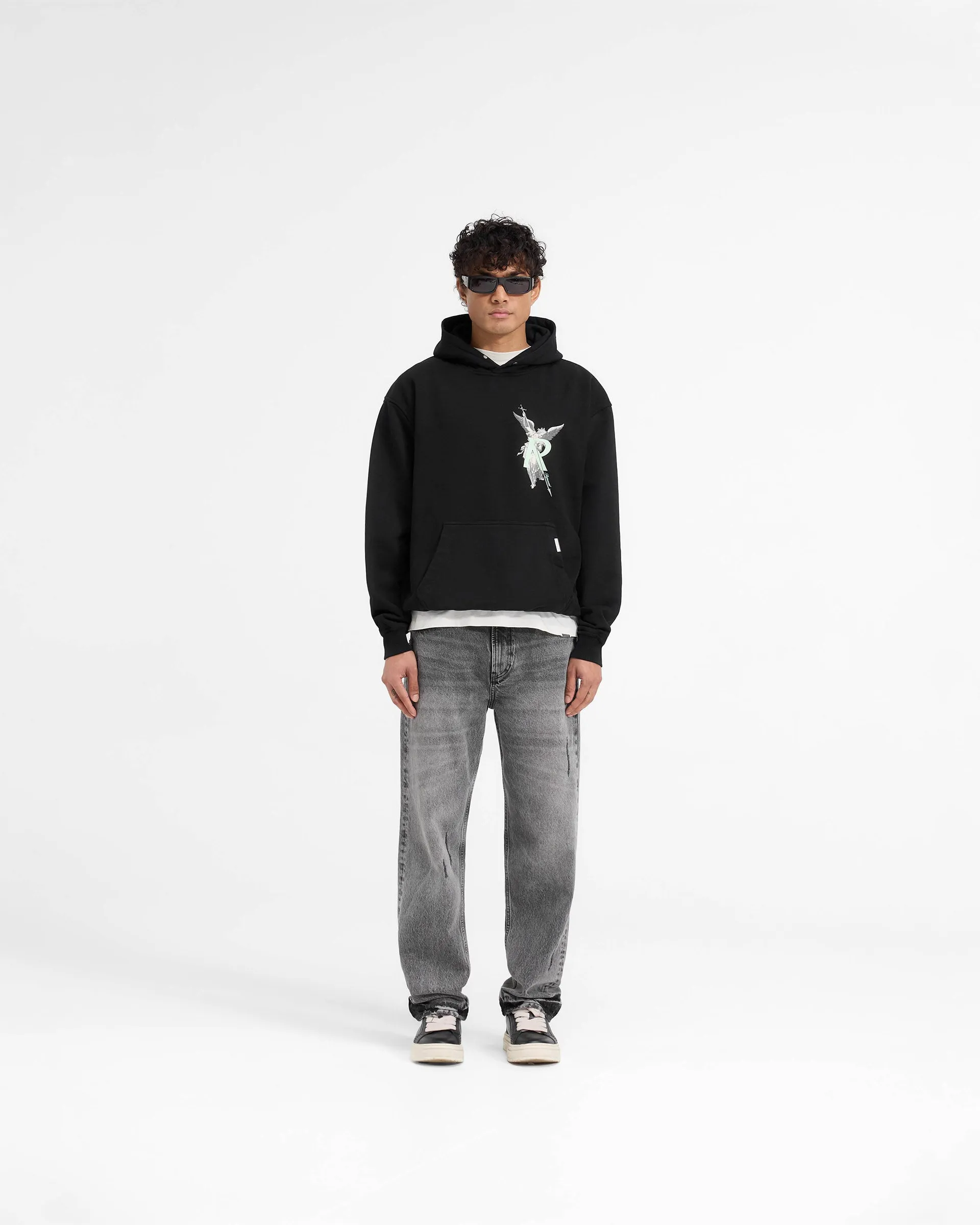 Archangel Initial Hoodie - Jet Black Comfy Look