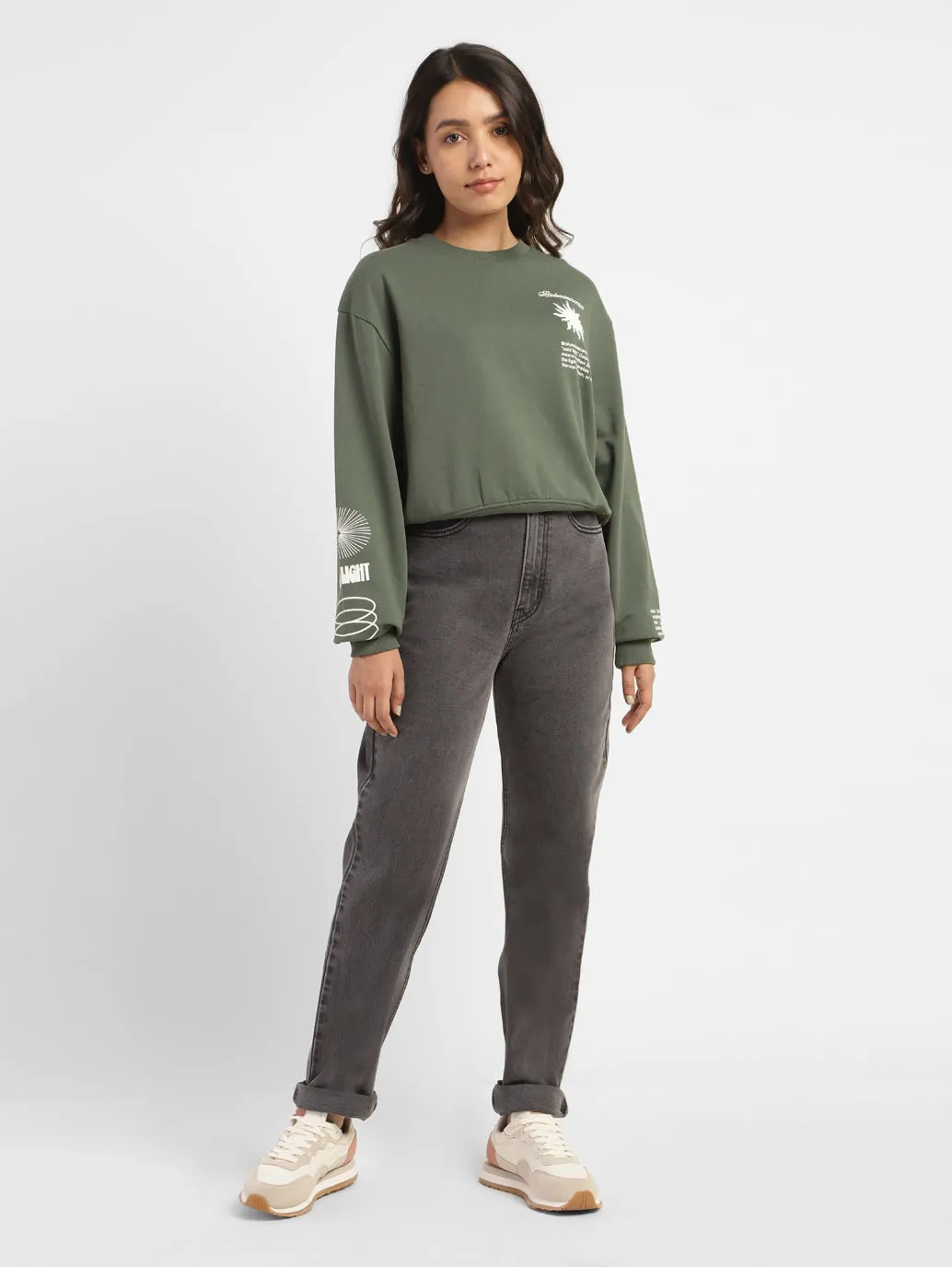 date night look Hiking wear Women's Graphic Print Crew Neck Sweatshirt